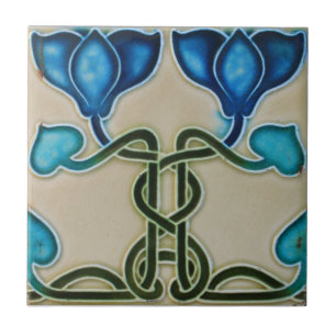 De Cerâmica Azulejo - Tulipas Azuis Impressão Vintage