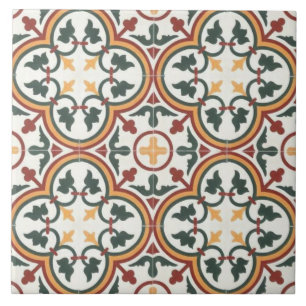 De Cerâmica Azulejo - Tulipas Verdes Art Nouveau
