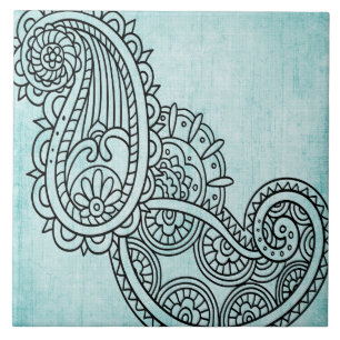 De Cerâmica Azulejo Turquoise Mehndi Motif