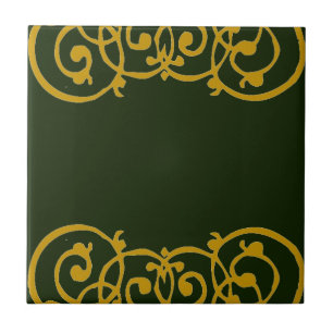 De Cerâmica Azulejo verde com beira laçado Dourado
