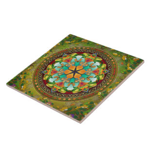 De Cerâmica Azulejo verde da mandala