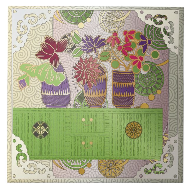 De Cerâmica Azulejo Verde Mah Jongg (Frente)