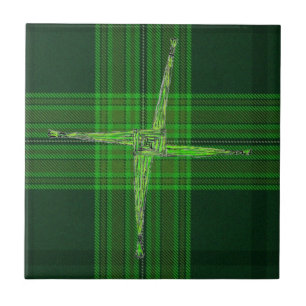 De Cerâmica Azulejo verde transversal do Tartan do St. Bridgid