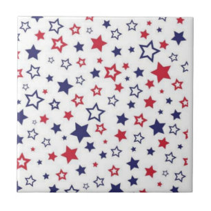 De Cerâmica Azulejo Vermelho Azul e Branco Listrado Quadrado