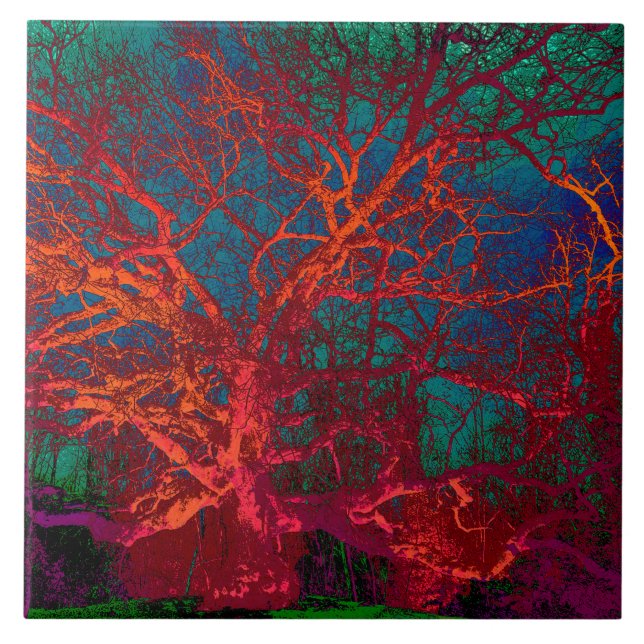 De Cerâmica Azulejo vermelho da árvore (Frente)