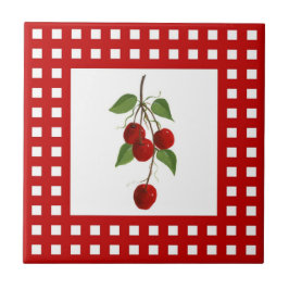 De Cerâmica Azulejo vermelho da cereja da verificação