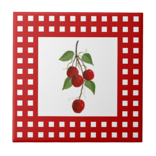 De Cerâmica Azulejo vermelho da cereja da verificação