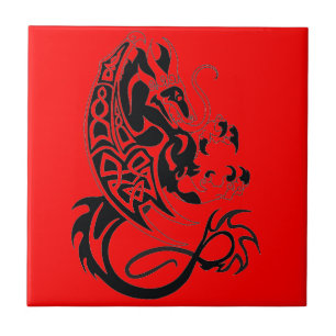 De Cerâmica Azulejo vermelho do dragão