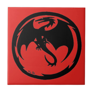 De Cerâmica Azulejo Vermelho do Dragão Negro