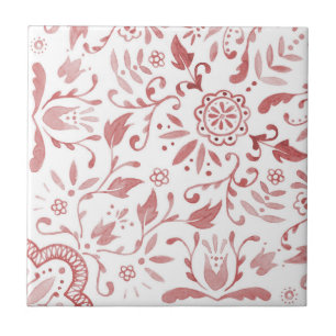 De Cerâmica Azulejo vermelho do teste padrão do vintage