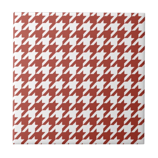 De Cerâmica azulejo vermelho e branco do padrão houndstooth (Frente)