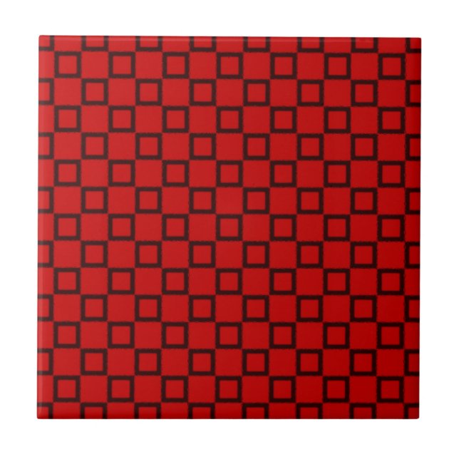 De Cerâmica Azulejo vermelho e preto clássico (Frente)