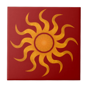 De Cerâmica Azulejo Vermelho Escuro Sol - Pequeno