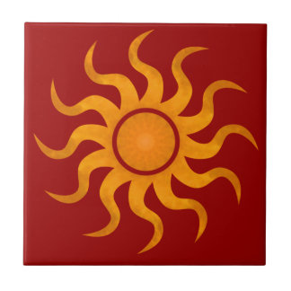 De Cerâmica Azulejo Vermelho Escuro Sol - Pequeno