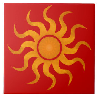 De Cerâmica Azulejo Vermelho Spicante Sun - Grande