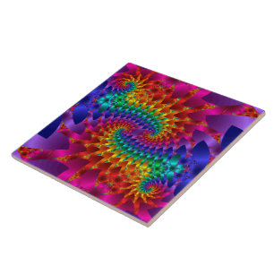 De Cerâmica Azulejo vibrante dos dragões do Fractal