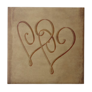 De Cerâmica Azulejo Vintage Look Entwined Hearts