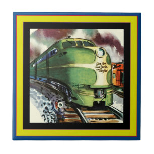 De Cerâmica Azulejo Vintage Train