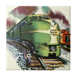 De Cerâmica Azulejo Vintage Train