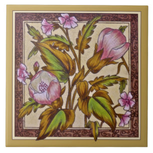De Cerâmica Azulejo Vitoriano Sherwin Floral Transferware Repr