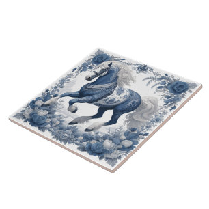De Cerâmica Azure Steed: Majestade Floral Azulejo