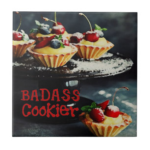 De Cerâmica BADASS COOKIER Funny Gifts Citação AZULEJO CERAMIC