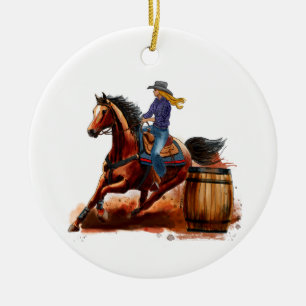 De Cerâmica Barrel Racing Rodeo, Personalizar Ornamento