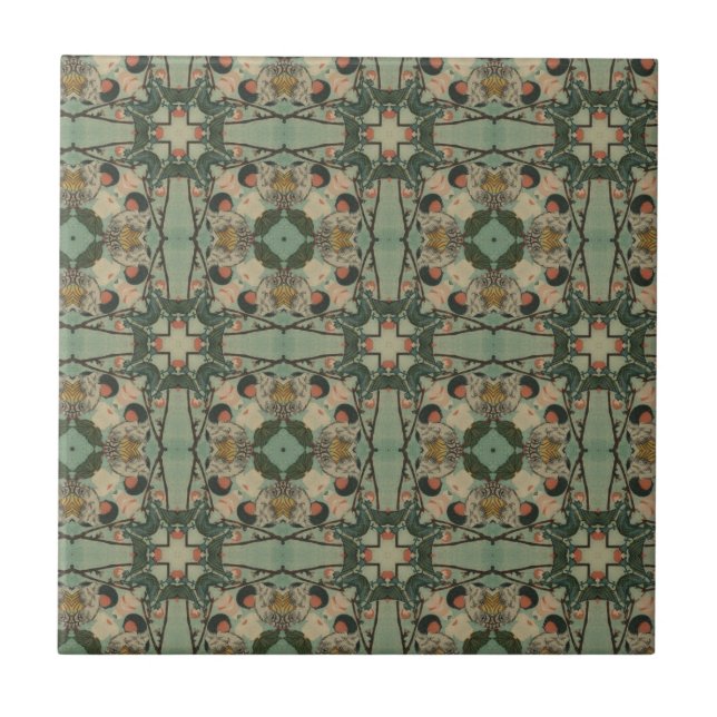 De Cerâmica Beige Greens Trellis | AZULEJO (Frente)
