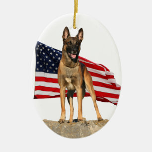 De Cerâmica Belga Malinois com ornamento da bandeira