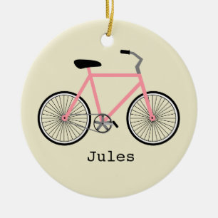 De Cerâmica Bicicleta cor-de-rosa ornamento personalizado