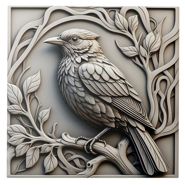 De Cerâmica Blackbird - Azulejo cerâmico Art Nouveau (Frente)