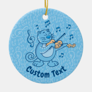 De Cerâmica Blue Cat com ornamento cerâmico violino