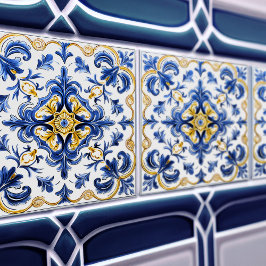 De Cerâmica Blue & Yellow Azulejo Talavera Ceramic Tile