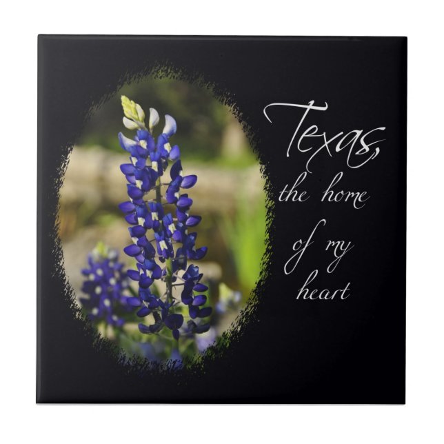 De Cerâmica Bluebonnet "Texas a casa azulejo do meu coração" (Frente)
