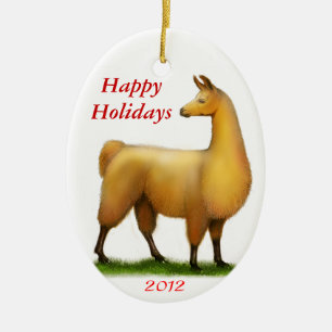 De Cerâmica Boas festas ornamento customizável do lama