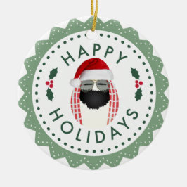 De Cerâmica Boas festas ornamento legal do Sr. Ovo Redondo