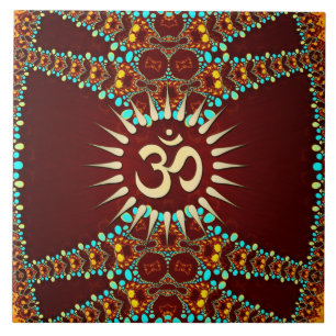 De Cerâmica Bohemain Jewel Om Símbolo Cerâmico Azulejo