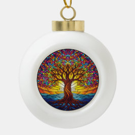 De Cerâmica Bola Ornamento Árvore da Vida 2025, Efeito Vidro Colori