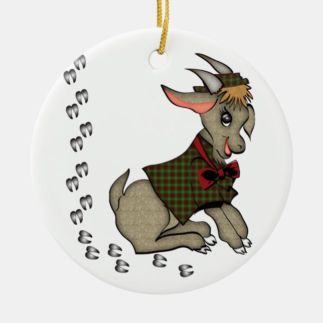 De Cerâmica Bonito Billy Goat com Ornamento Bowtie (Frente)