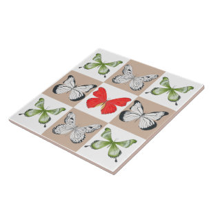 De Cerâmica Borboletas em um Azulejo cerâmico (C)