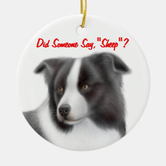 De Cerâmica Border collie customizável que reune o ornamento