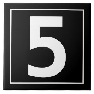 De Cerâmica Branco moderno simples no azulejo preto do número