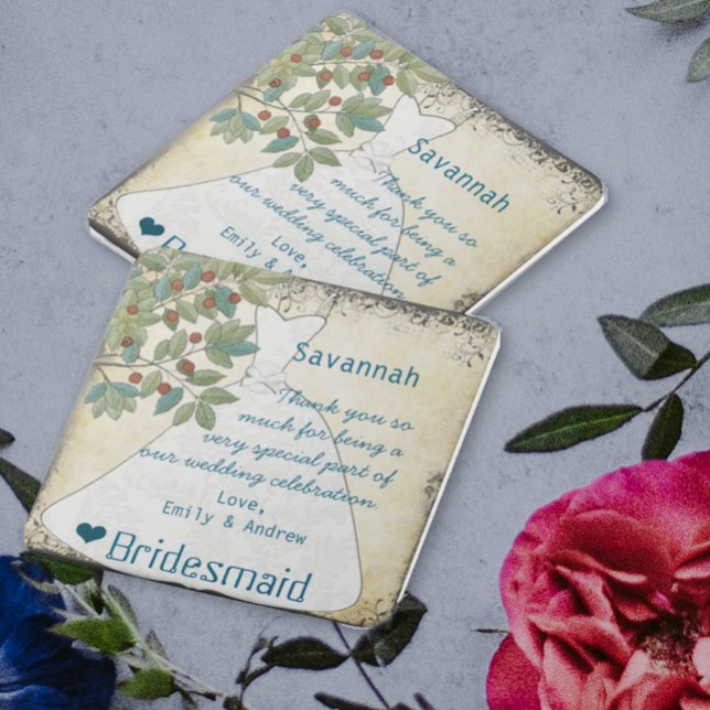 De Cerâmica Bridesmaid Muito Obrigado, Azulejo Gown com Tree S (Criador carregado)