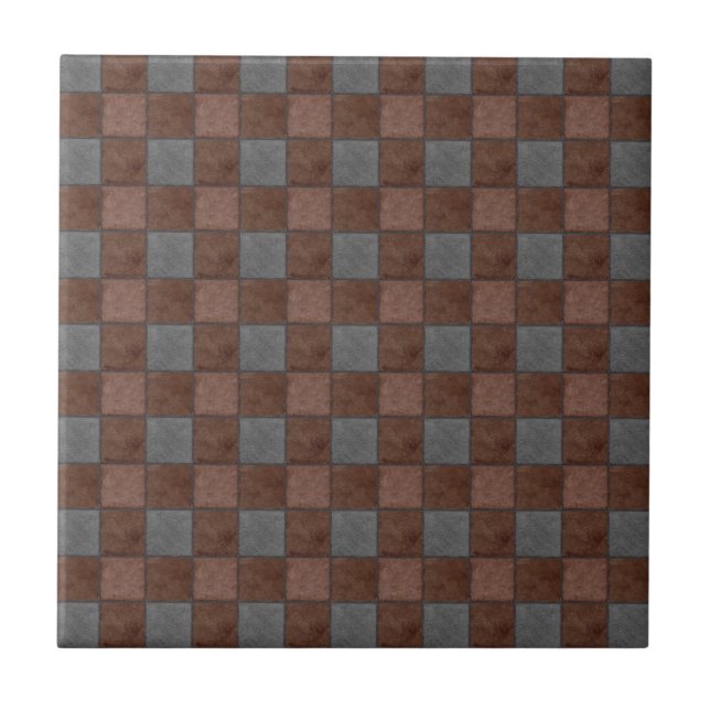 De Cerâmica Brown e azulejo preto da verificação da xadrez (Frente)