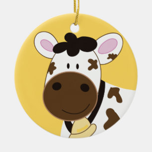 De Cerâmica Brown e ornamento personalizado da vaca fazenda