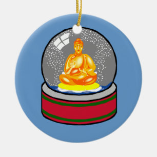 De Cerâmica Buddha e ornamento do snowglobe