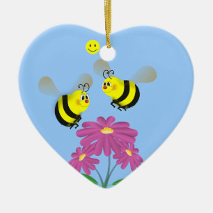 De Cerâmica Bumble abelhas no amor - ornamento