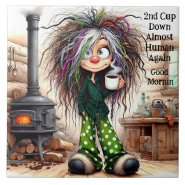 De Cerâmica Café Quirky Lady Quase Azulejo Cerâmico Humano