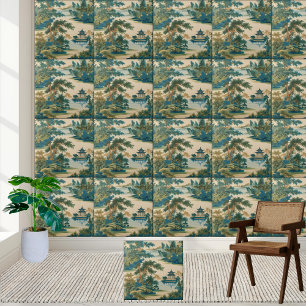 De Cerâmica Calm Garden e Pagoda Chinoiserie Azulejo