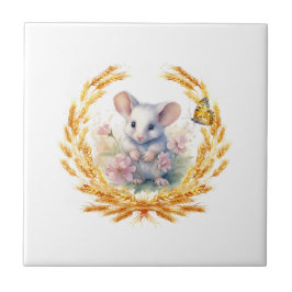 De Cerâmica Camundongo Cachorro Borboleta Azulejo Branco Flora